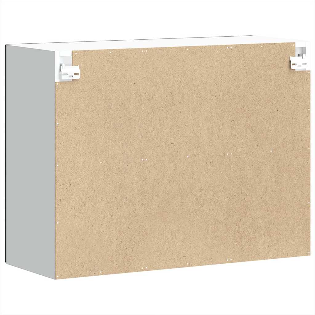 Kitchen Wall Cabinet with Glass Door "Lucca" Black Engineered Wood