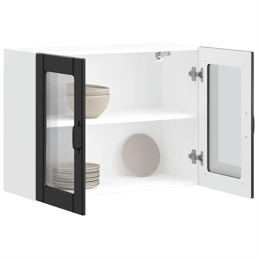 Kitchen Wall Cabinet with Glass Door "Lucca" Black