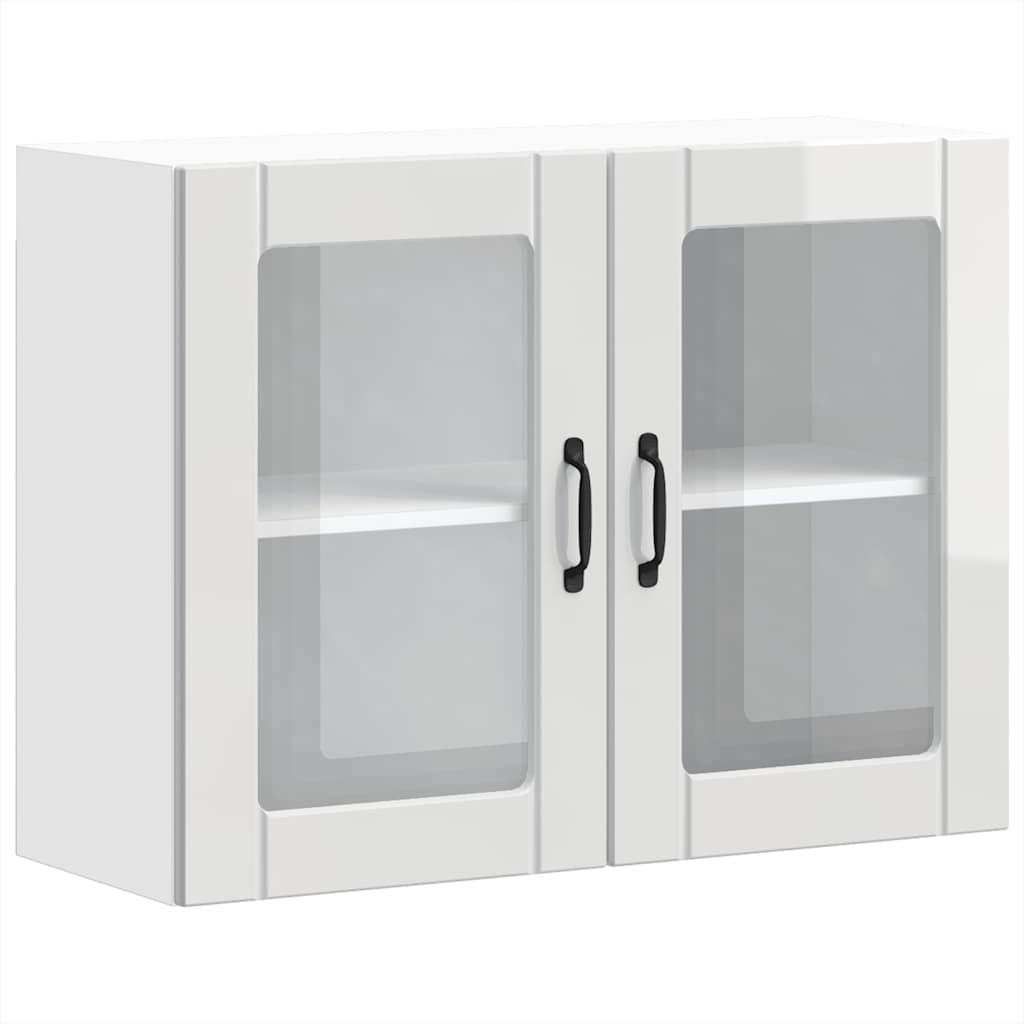 Kitchen Wall Cabinet with Glass Door "Lucca" High Gloss White Engineered Wood