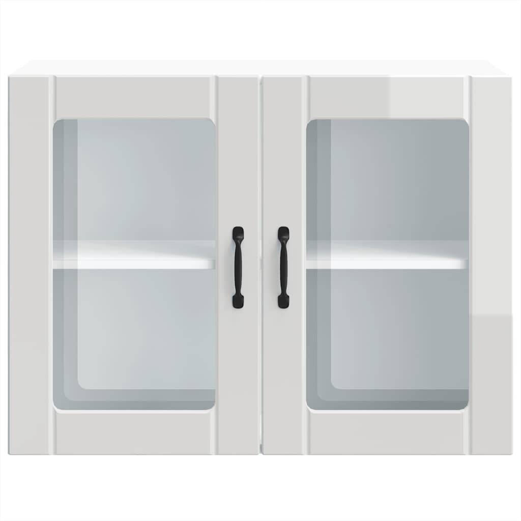 Kitchen Wall Cabinet with Glass Door "Lucca" High Gloss White Engineered Wood
