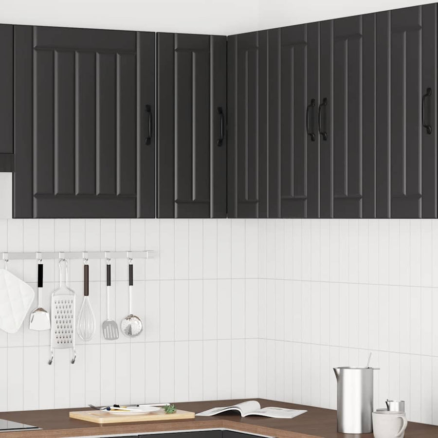 Kitchen Wall Corner Cabinet "Lucca" Black Engineered Wood