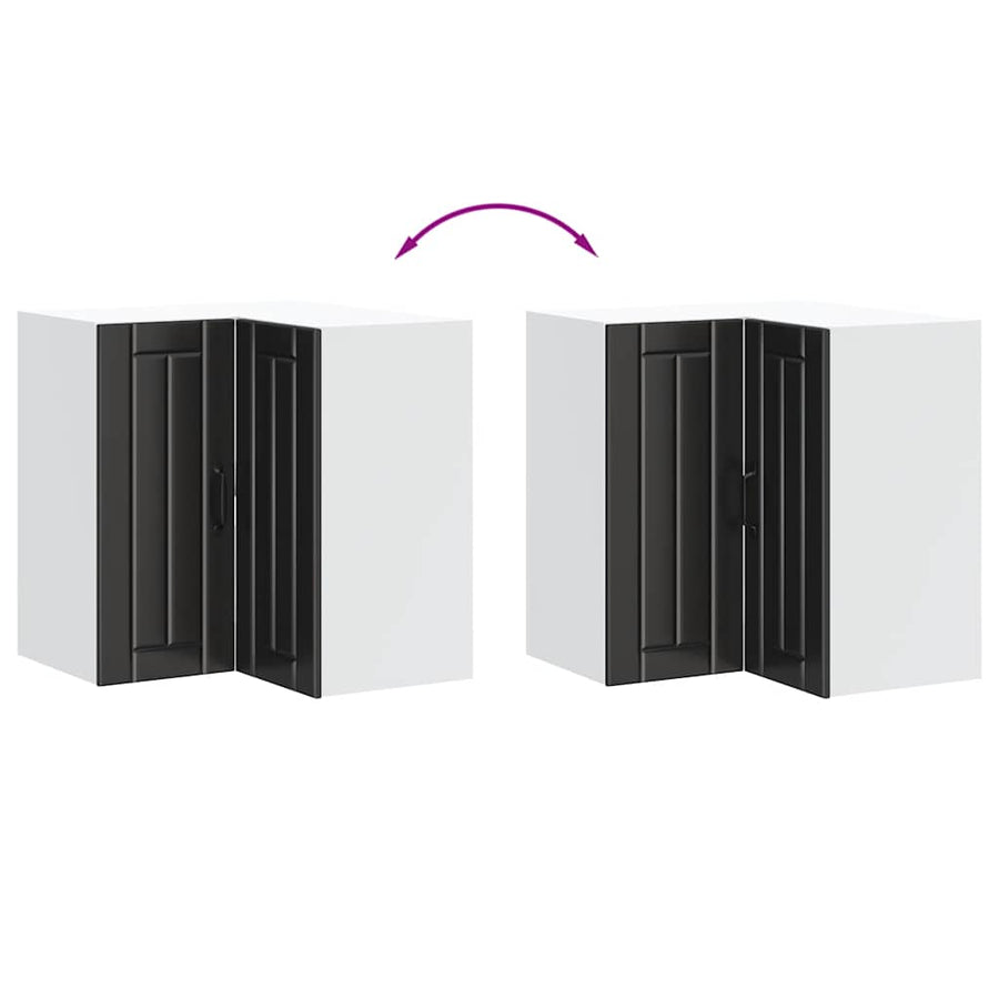 Kitchen Wall Corner Cabinet "Lucca" Black Engineered Wood