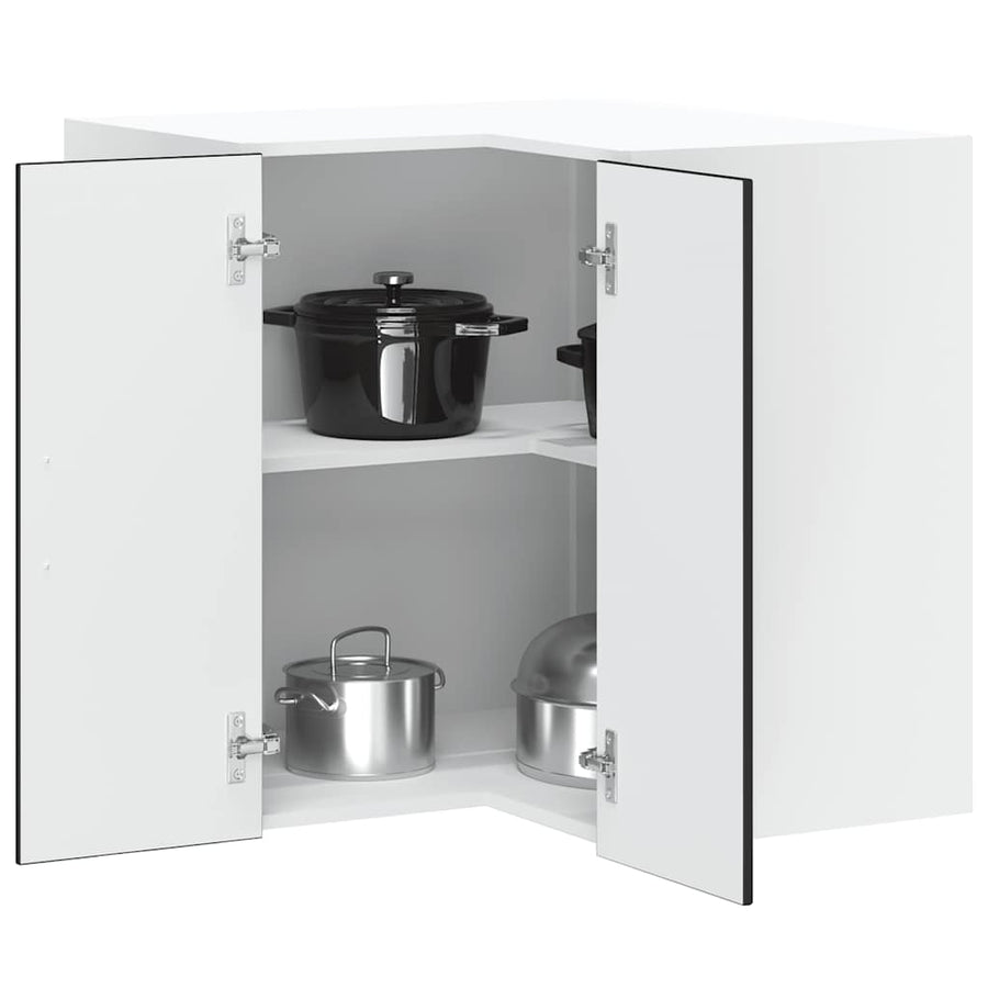 Kitchen Wall Corner Cabinet "Lucca" Black Engineered Wood