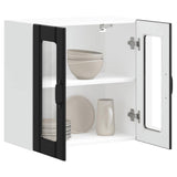 Kitchen Wall Cabinet with Glass Door "Lucca" Black Engineered Wood