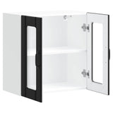 Kitchen Wall Cabinet with Glass Door "Lucca" Black Engineered Wood