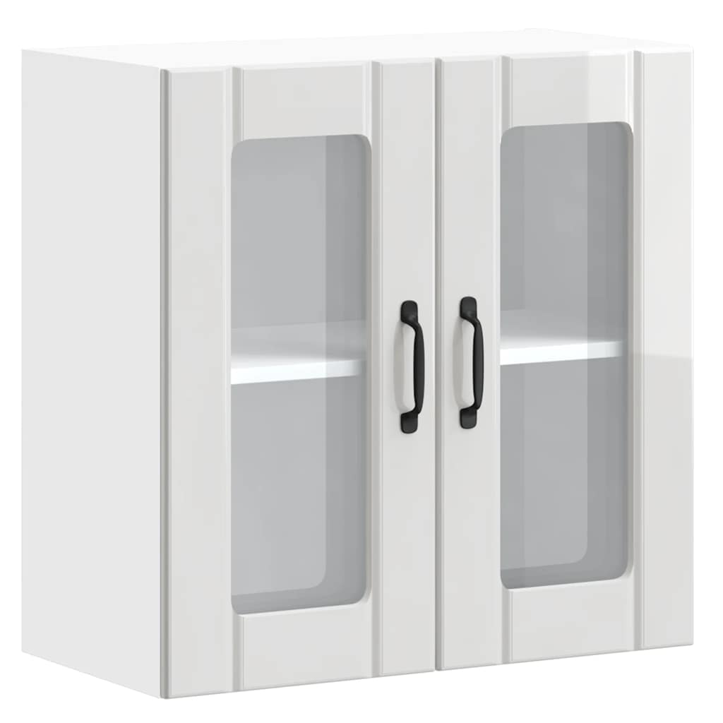 Kitchen Wall Cabinet with Glass Door "Lucca" High Gloss White Engineered Wood