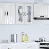 Kitchen Wall Cabinet with Glass Door "Lucca" High Gloss White Engineered Wood