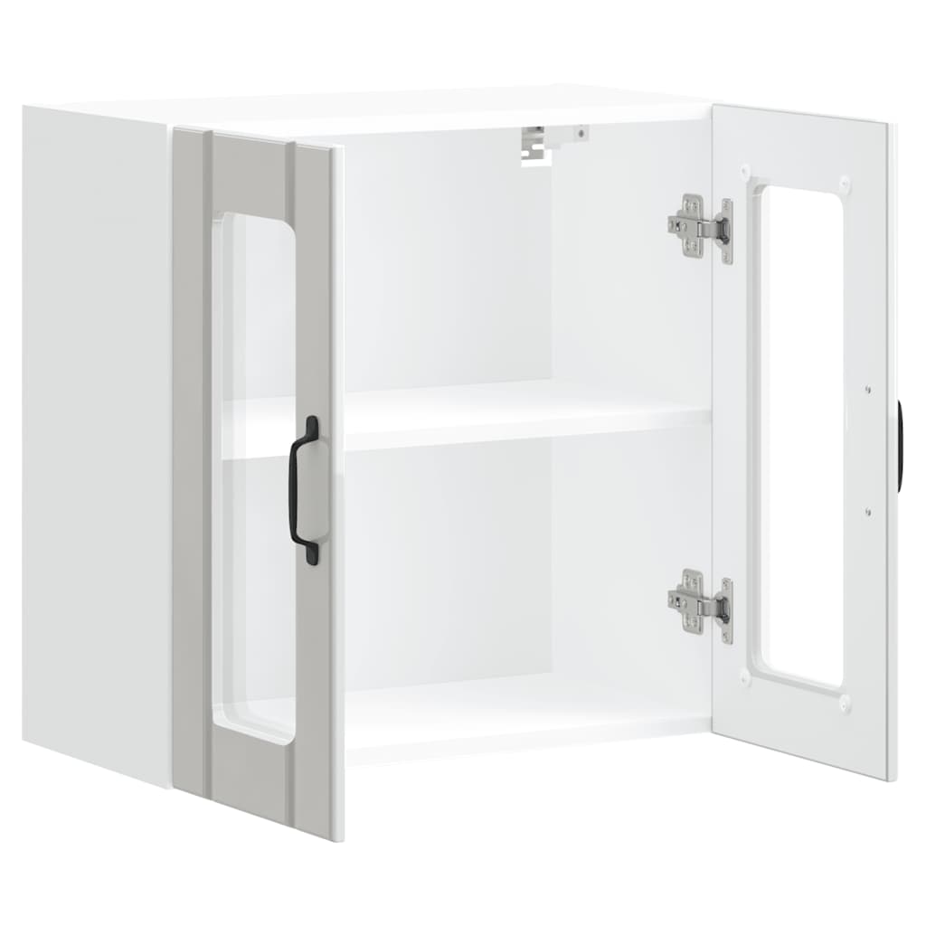 Kitchen Wall Cabinet with Glass Door "Lucca" High Gloss White Engineered Wood