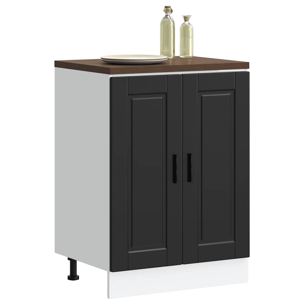 Kitchen Base Cabinet "Porto" Black Engineered Wood