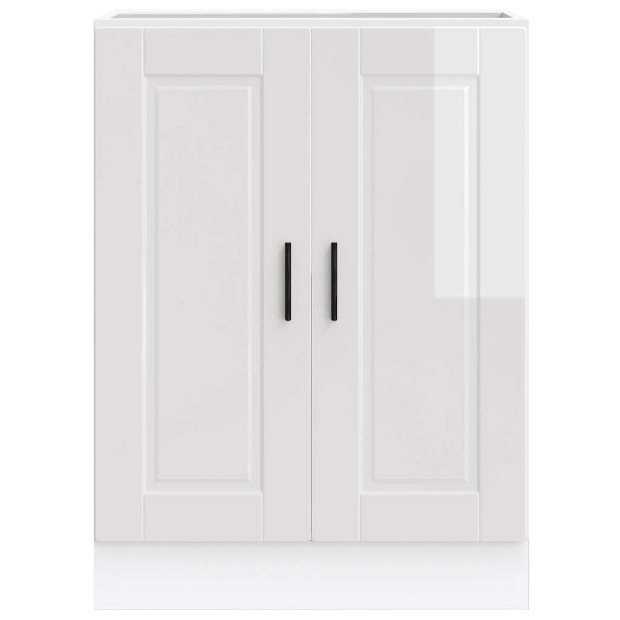 Kitchen Base Cabinet "Porto" High Gloss White Engineered Wood