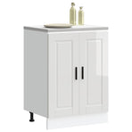 Kitchen Base Cabinet "Porto" High Gloss White Engineered Wood
