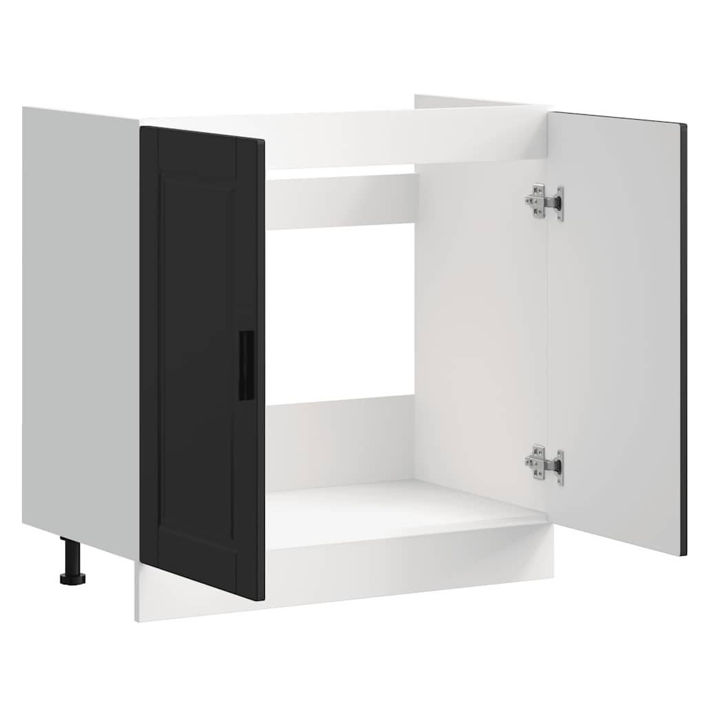 Sink Base Cabinet?"Porto" Black 80x46x81,5 cm?Engineered Wood