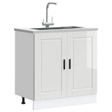 Sink Base Cabinet?"Porto" High Gloss White 80x46x81,5 cm?Engineered Wood