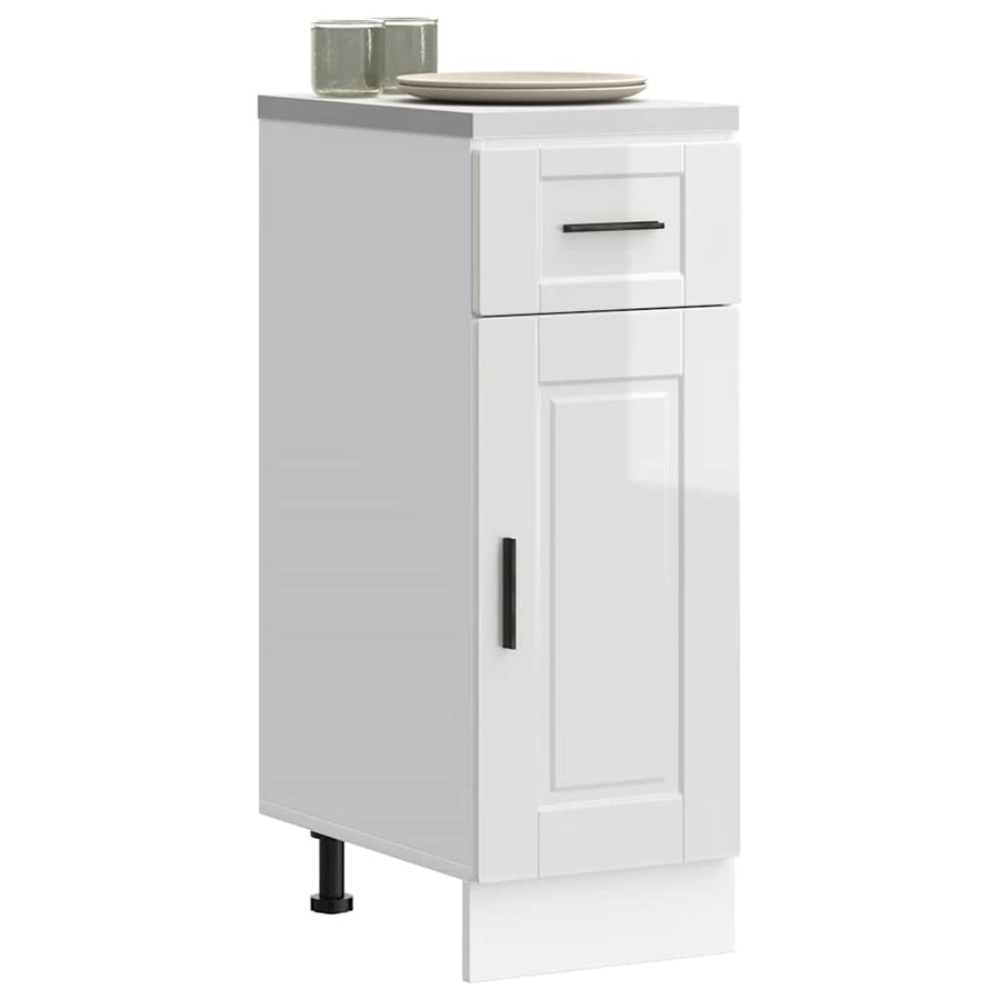 Kitchen Base Cabinet "Porto" High Gloss White Engineered Wood