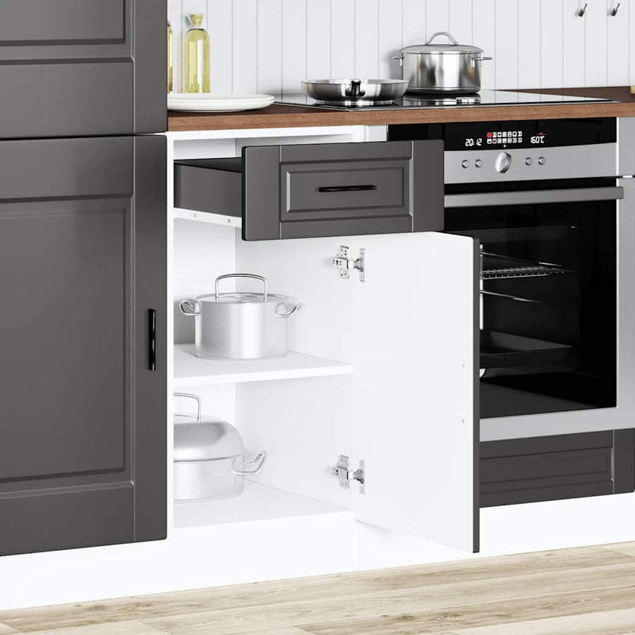 Kitchen Base Cabinet "Porto" Black Engineered Wood