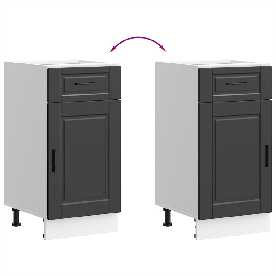 Kitchen Base Cabinet "Porto" Black Engineered Wood