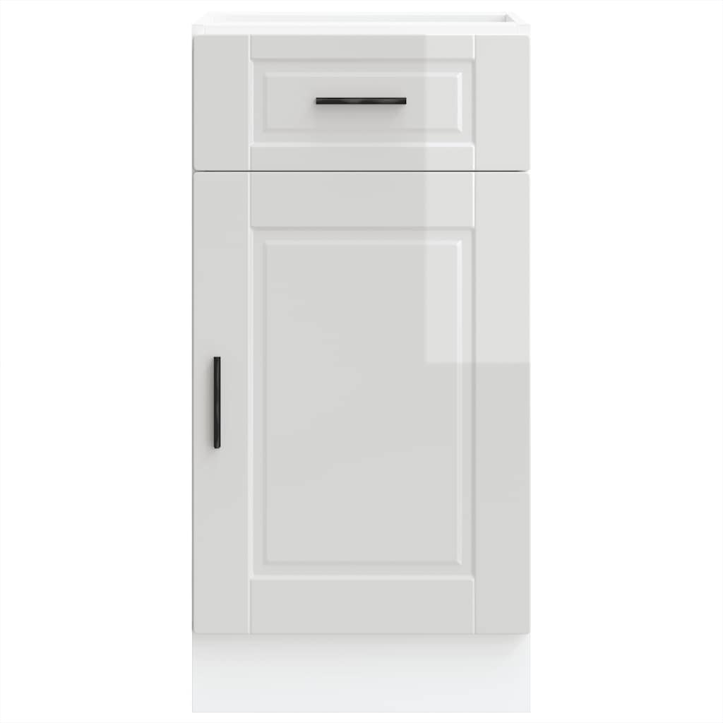 Kitchen Base Cabinet "Porto" High Gloss White Engineered Wood