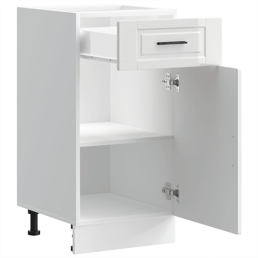 Kitchen Base Cabinet "Porto" High Gloss White Engineered Wood