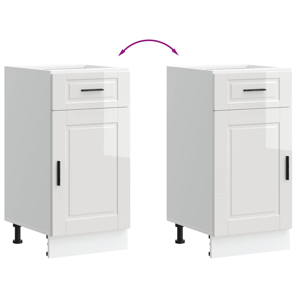 Kitchen Base Cabinet "Porto" High Gloss White Engineered Wood