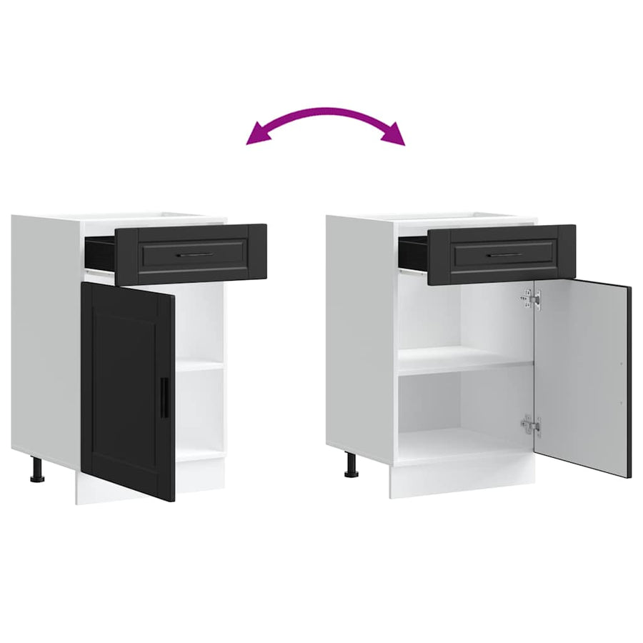 Kitchen Base Cabinet "Porto" Black Engineered Wood