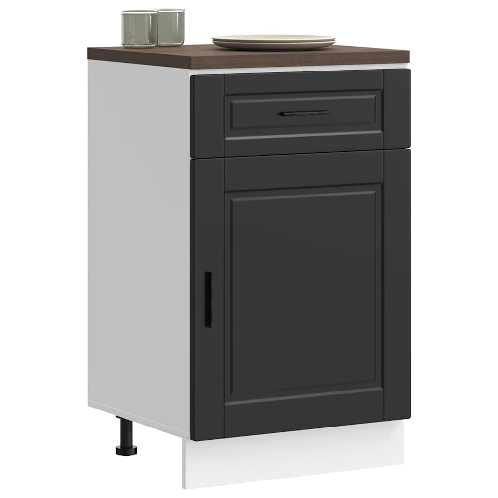 Kitchen Base Cabinet "Porto" Black Engineered Wood