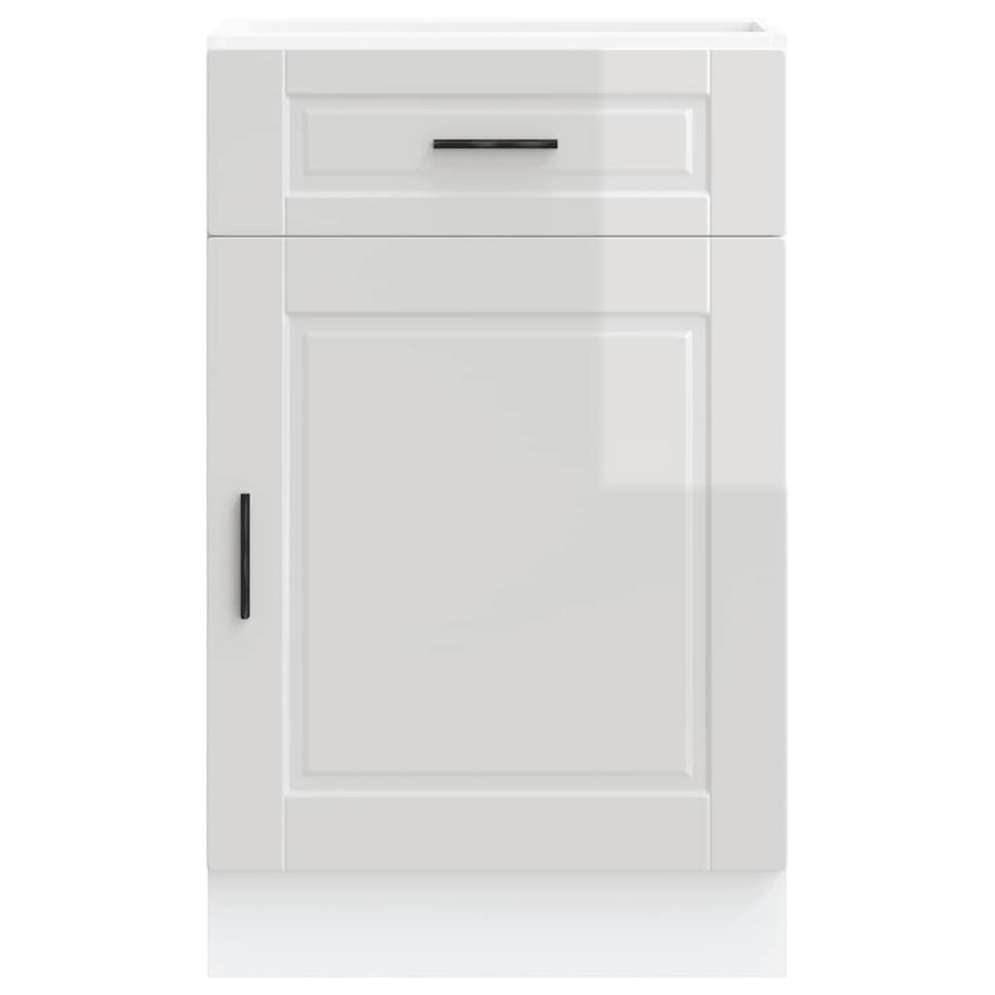 Kitchen Base Cabinet "Porto" High Gloss White Engineered Wood