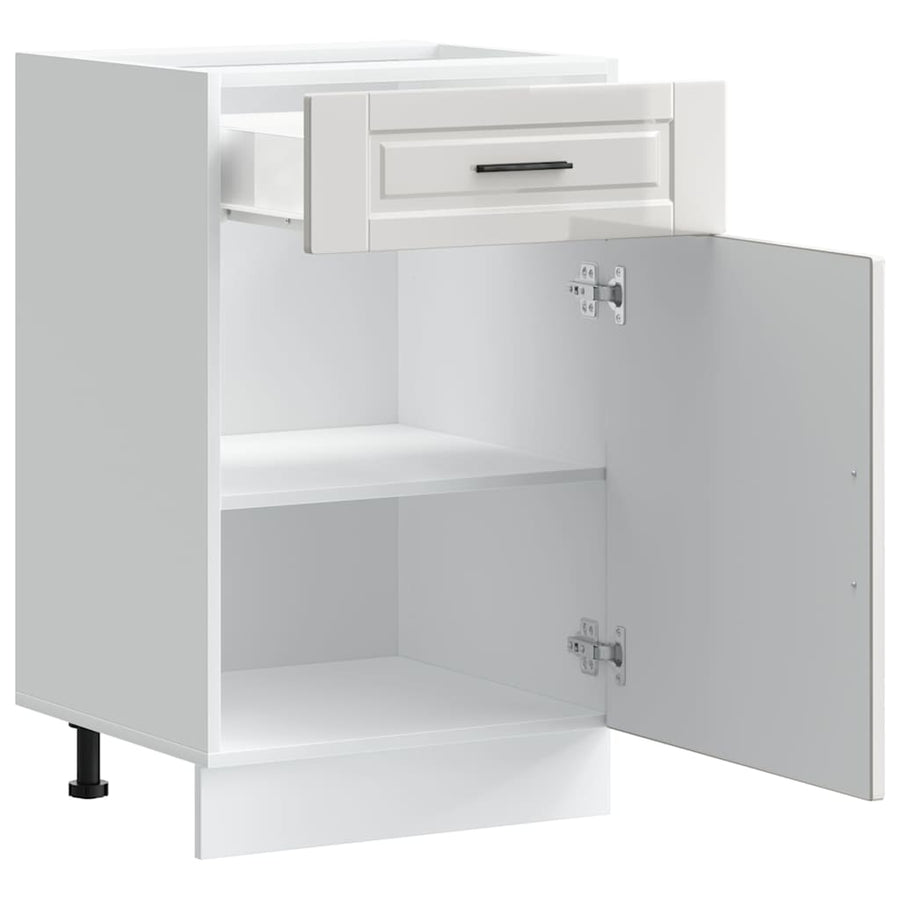 Kitchen Base Cabinet "Porto" High Gloss White Engineered Wood