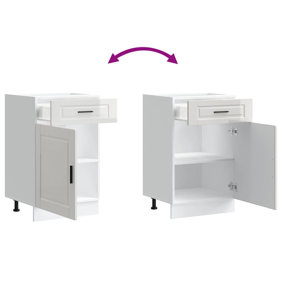 Kitchen Base Cabinet "Porto" High Gloss White Engineered Wood