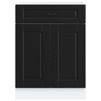 Kitchen Base Cabinet "Porto" Black Engineered Wood
