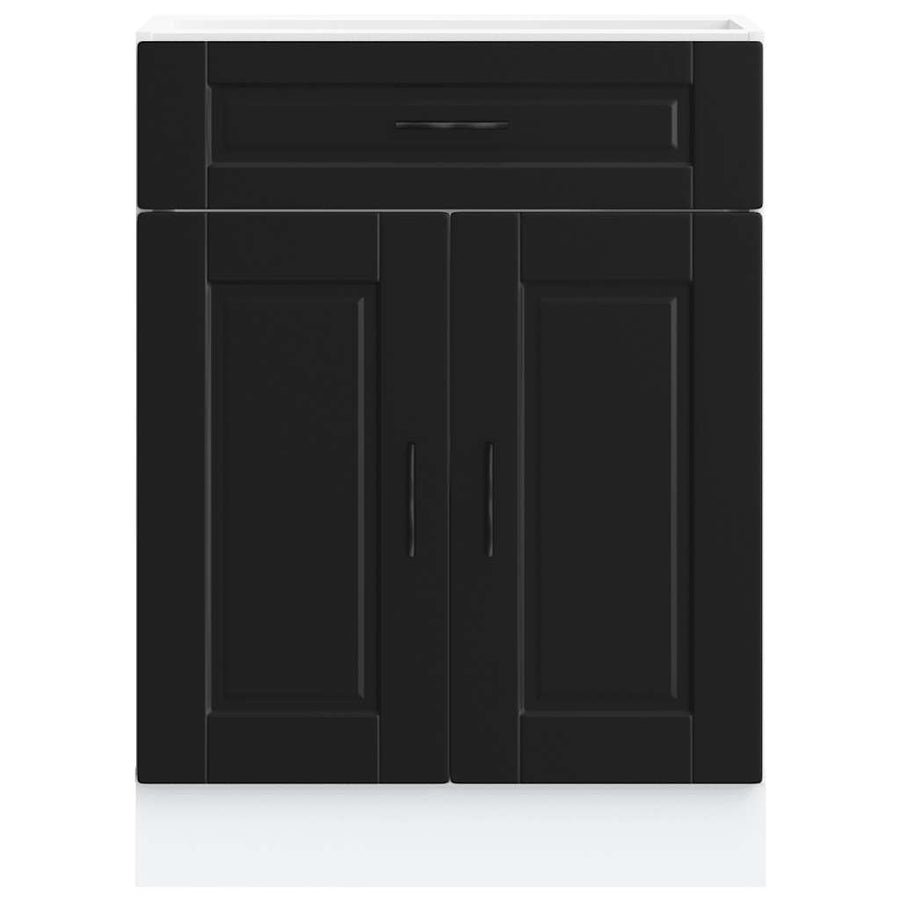 Kitchen Base Cabinet "Porto" Black Engineered Wood
