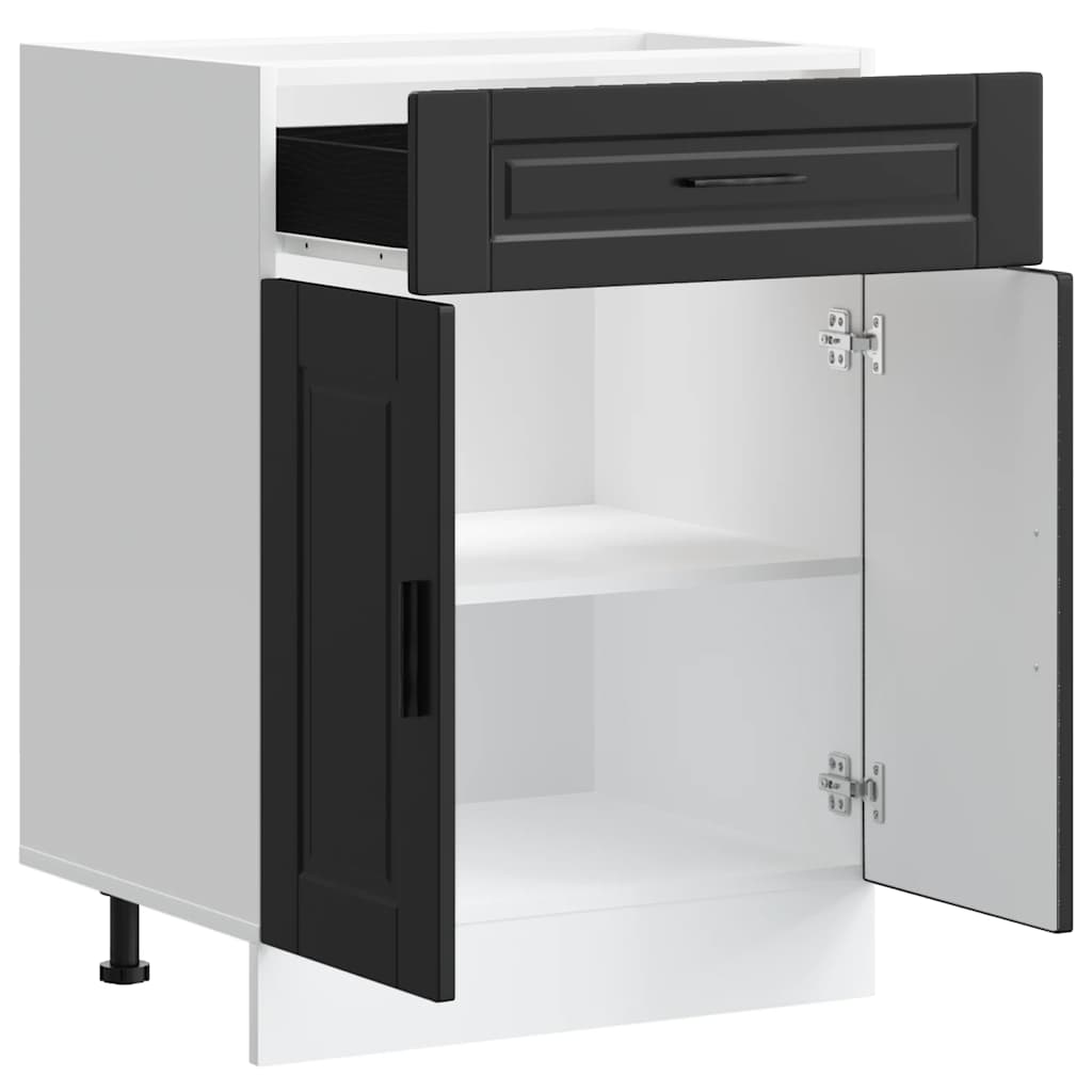 Kitchen Base Cabinet "Porto" Black Engineered Wood