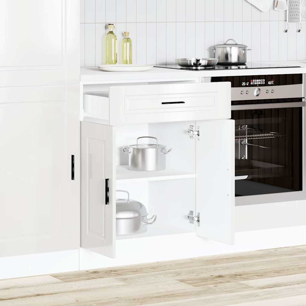 Kitchen Base Cabinet聽"Porto" High Gloss White Engineered Wood