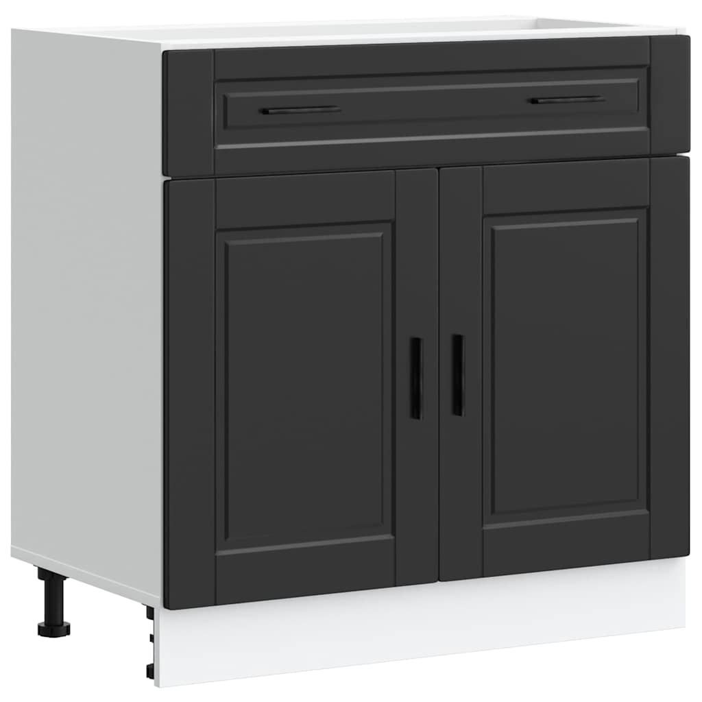 Kitchen Base Cabinet "Porto" Black Engineered Wood