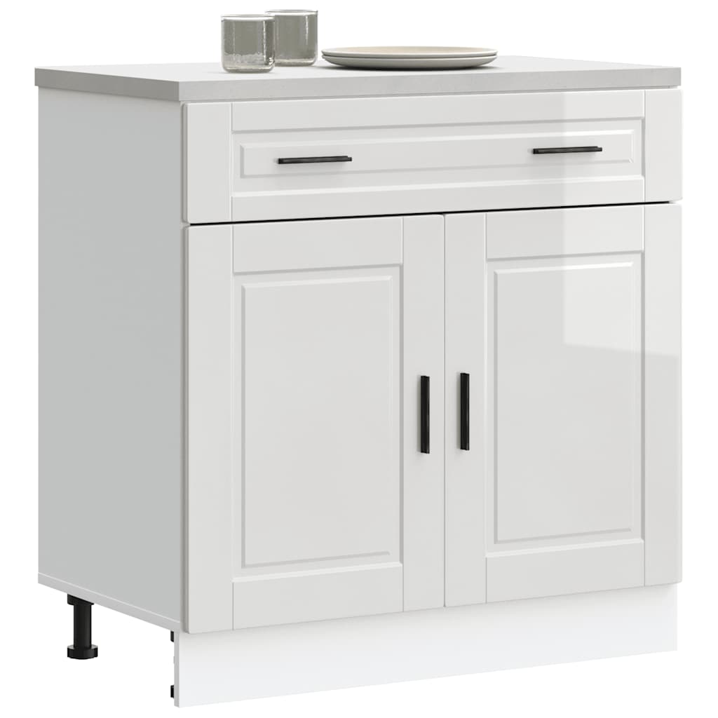 Kitchen Base Cabinet "Porto" High Gloss White Engineered Wood