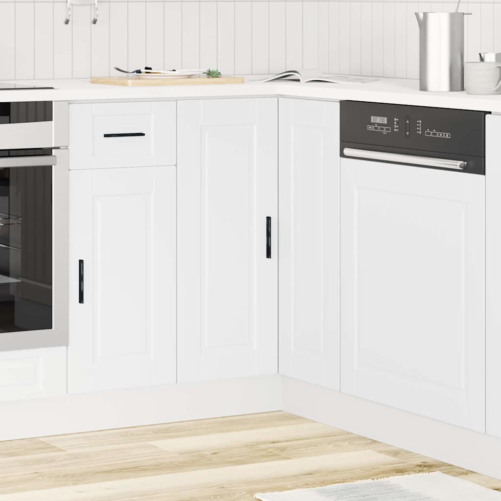 Kitchen Corner Base Cabinet Porto White Engineered Wood