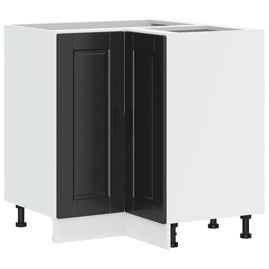 Kitchen Corner Base Cabinet "Porto" Black Engineered Wood
