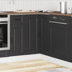 Kitchen Corner Base Cabinet "Porto" Black Engineered Wood