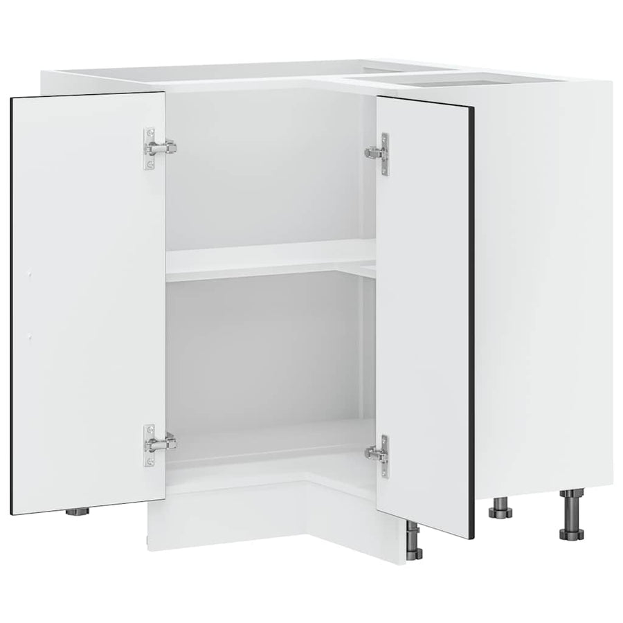 Kitchen Corner Base Cabinet "Porto" Black Engineered Wood