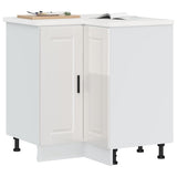 Kitchen Corner Base Cabinet?"Porto" High Gloss White Engineered Wood