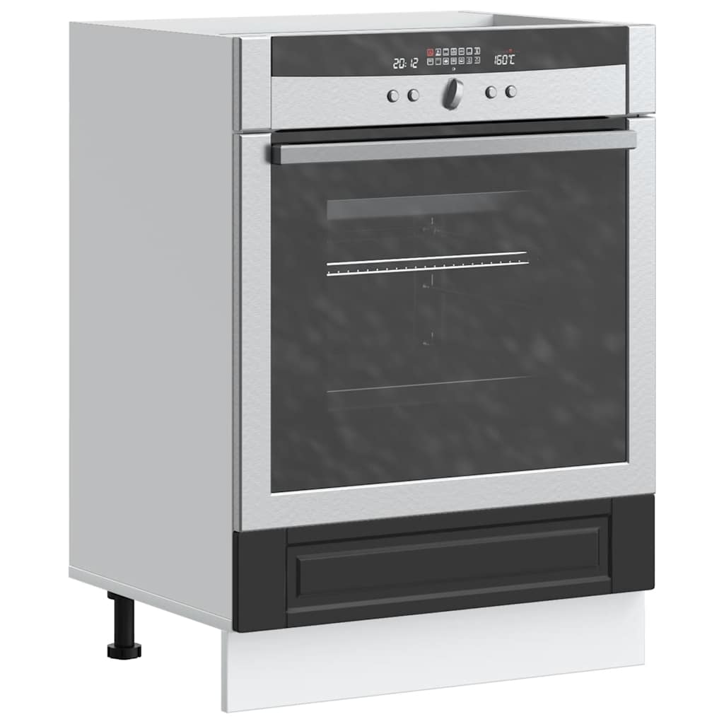 Oven Cabinet "Porto" Black Engineered Wood