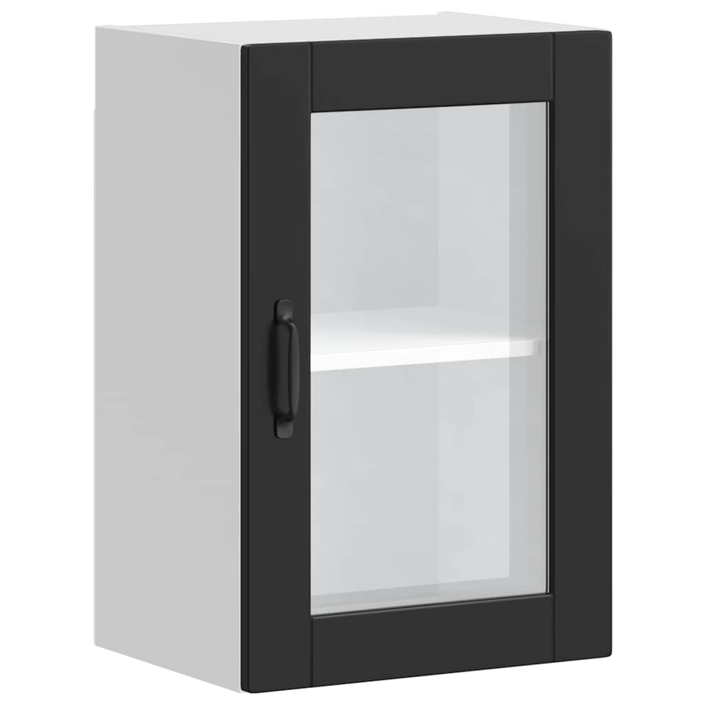Kitchen Wall Cabinet with Glass Door"Porto" Black