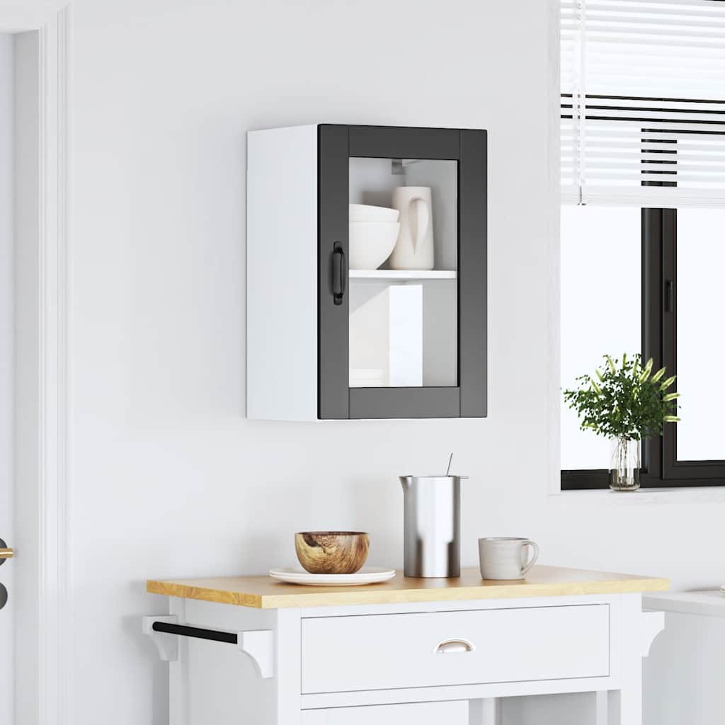 Kitchen Wall Cabinet with Glass Door"Porto" Black