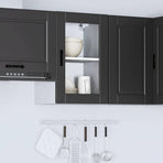 Kitchen Wall Cabinet with Glass Door "Porto" Black