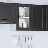Kitchen Wall Cabinet with Glass Door"Porto" Black
