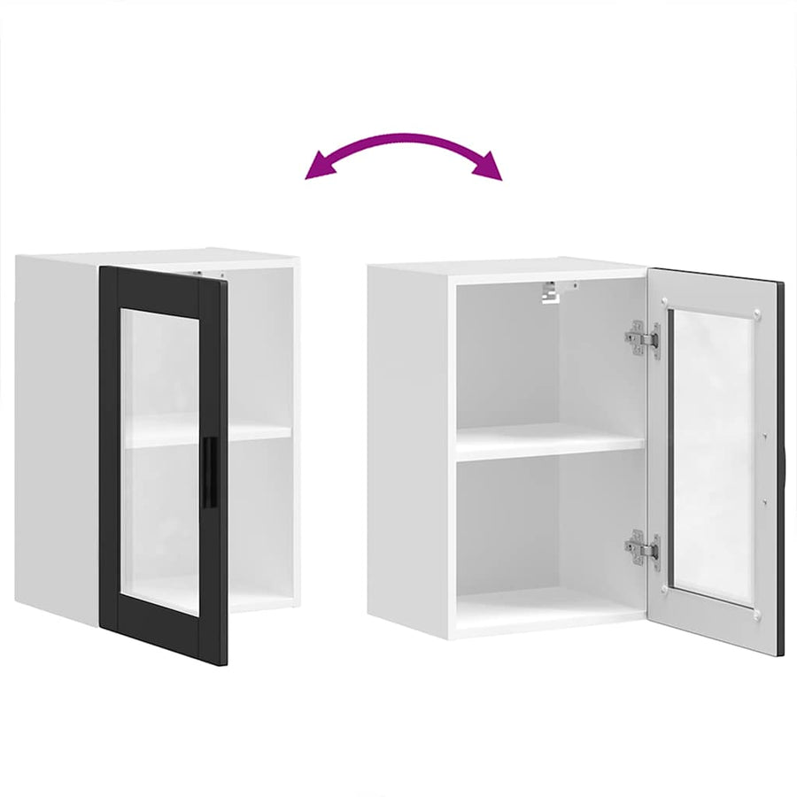 Kitchen Wall Cabinet with Glass Door "Porto" Black