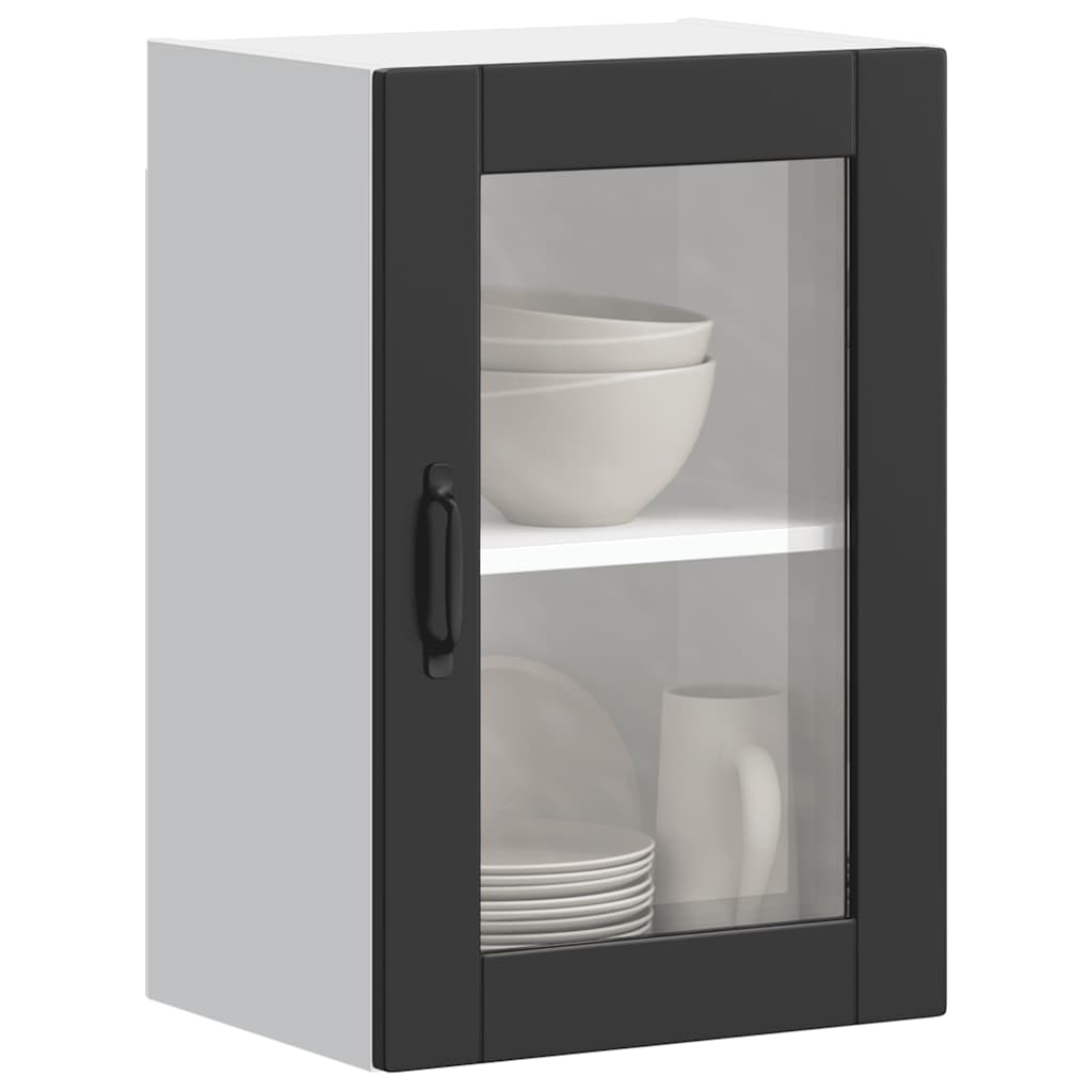 Kitchen Wall Cabinet with Glass Door"Porto" Black