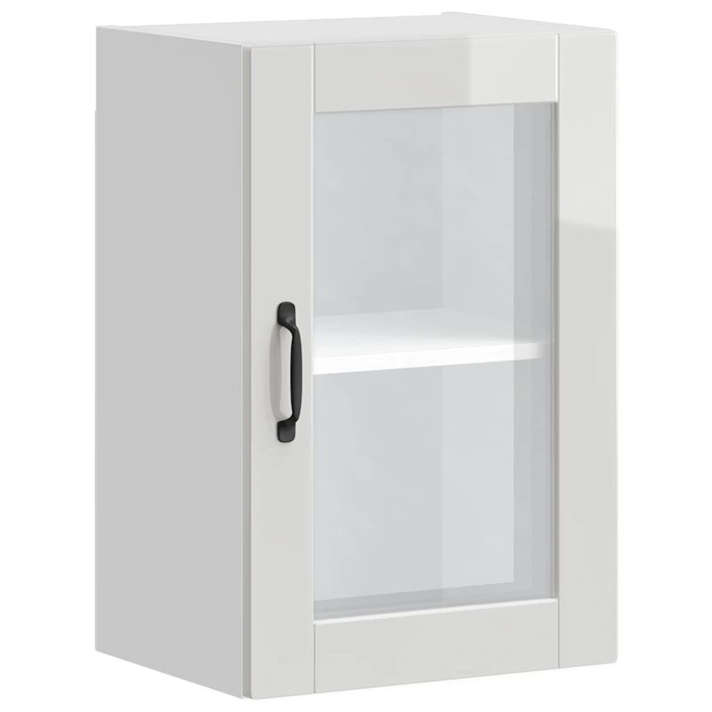 Kitchen Wall Cabinet with Glass Door "Porto" High Gloss White