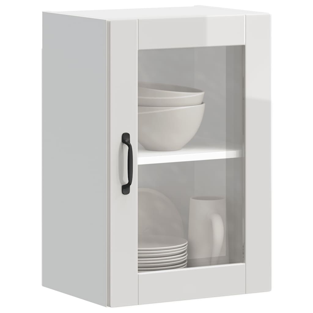 Kitchen Wall Cabinet with Glass Door "Porto" High Gloss White
