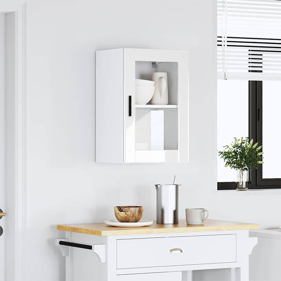 Kitchen Wall Cabinet with Glass Door "Porto" High Gloss White