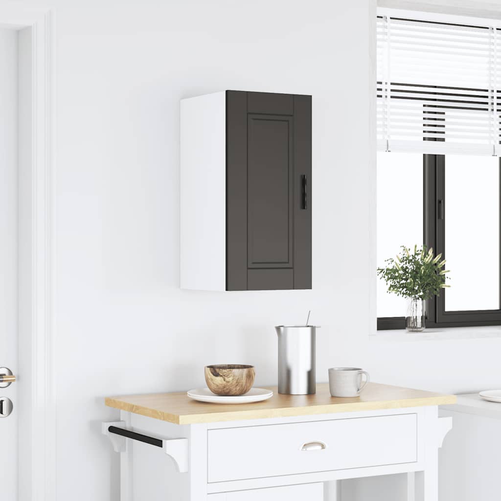 Kitchen Wall Cabinet?"Porto" Black Engineered Wood